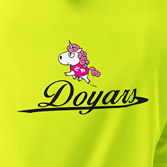 桃ユニコーン　[7色]ユニセックススポーツシャツ [Back Print]【どや】【Doyars】